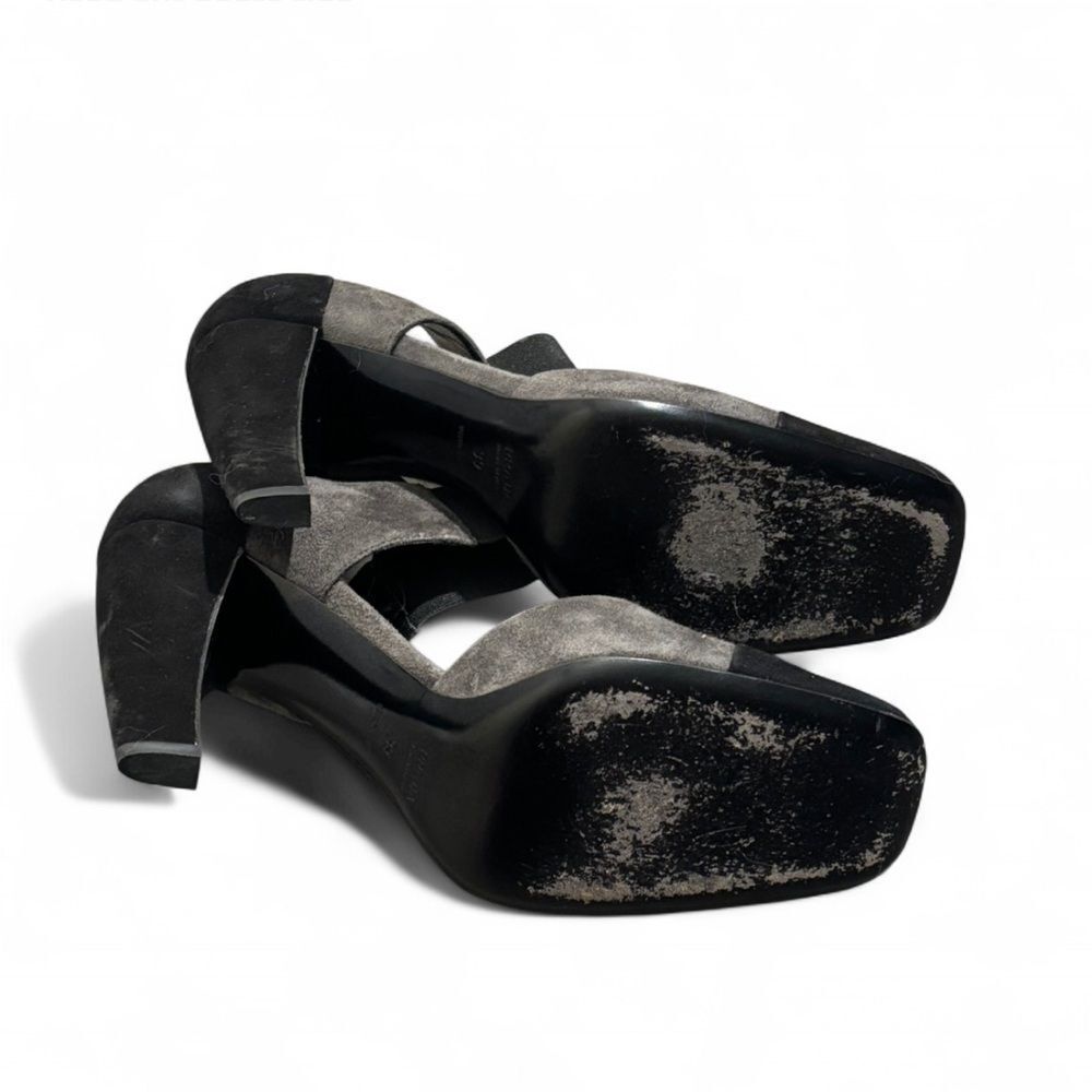 Prada Vintage Suede Colorblock Heels in Black & Gray Size 9 Y2K Designer - Picture 3 of 7